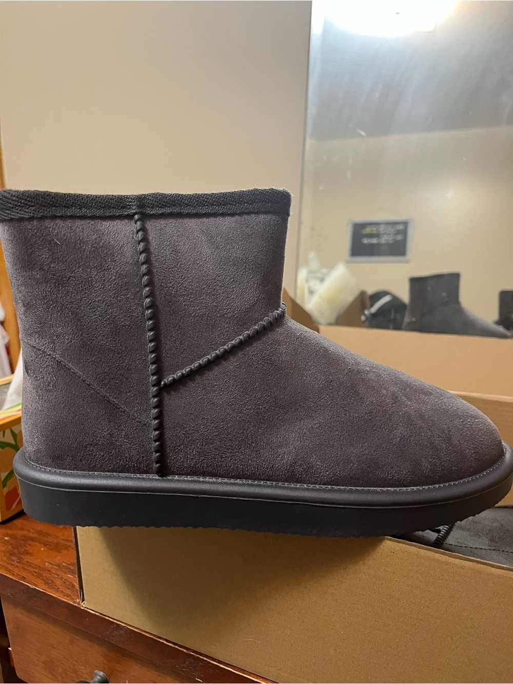 Classic Short Ankle Booties in Charcoal Gray